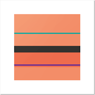 A particular impression of Orange Pink, Big Foot Feet, Christmas Purple, Persian Green and Dark Grey stripes. Posters and Art